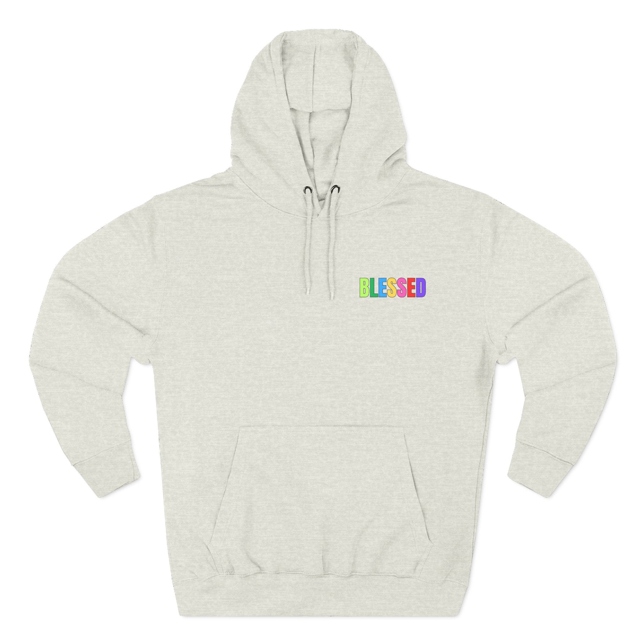 'Blessed' Three-Panel Fleece Hoodie - Oatmeal
