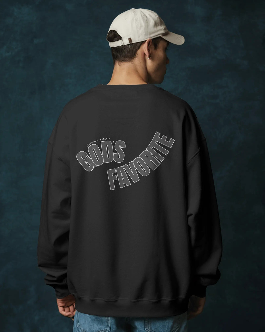 'You Are God's Favorite' Back-Print Unisex Crewneck Sweatshirt (Dark Gray)