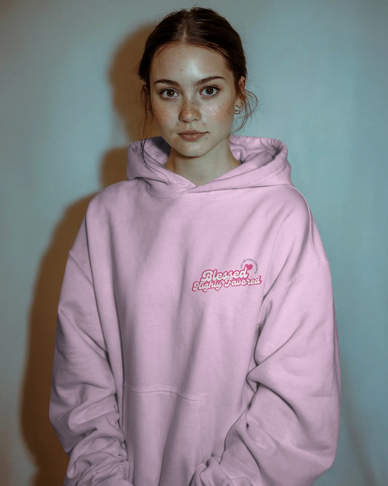 “Blessed & Highly Favored” Hoodie - Pink