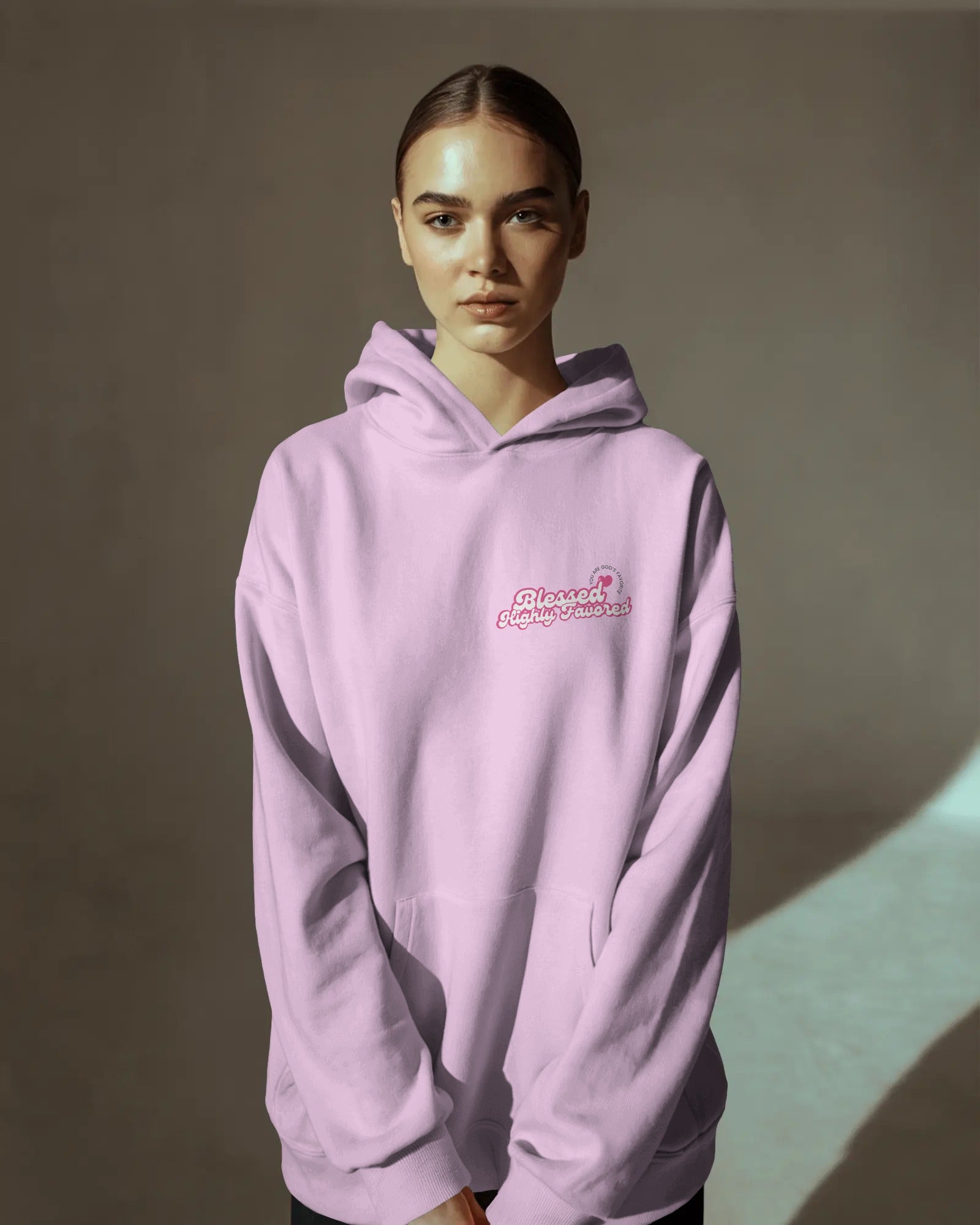 “Blessed & Highly Favored” Hoodie - Pink