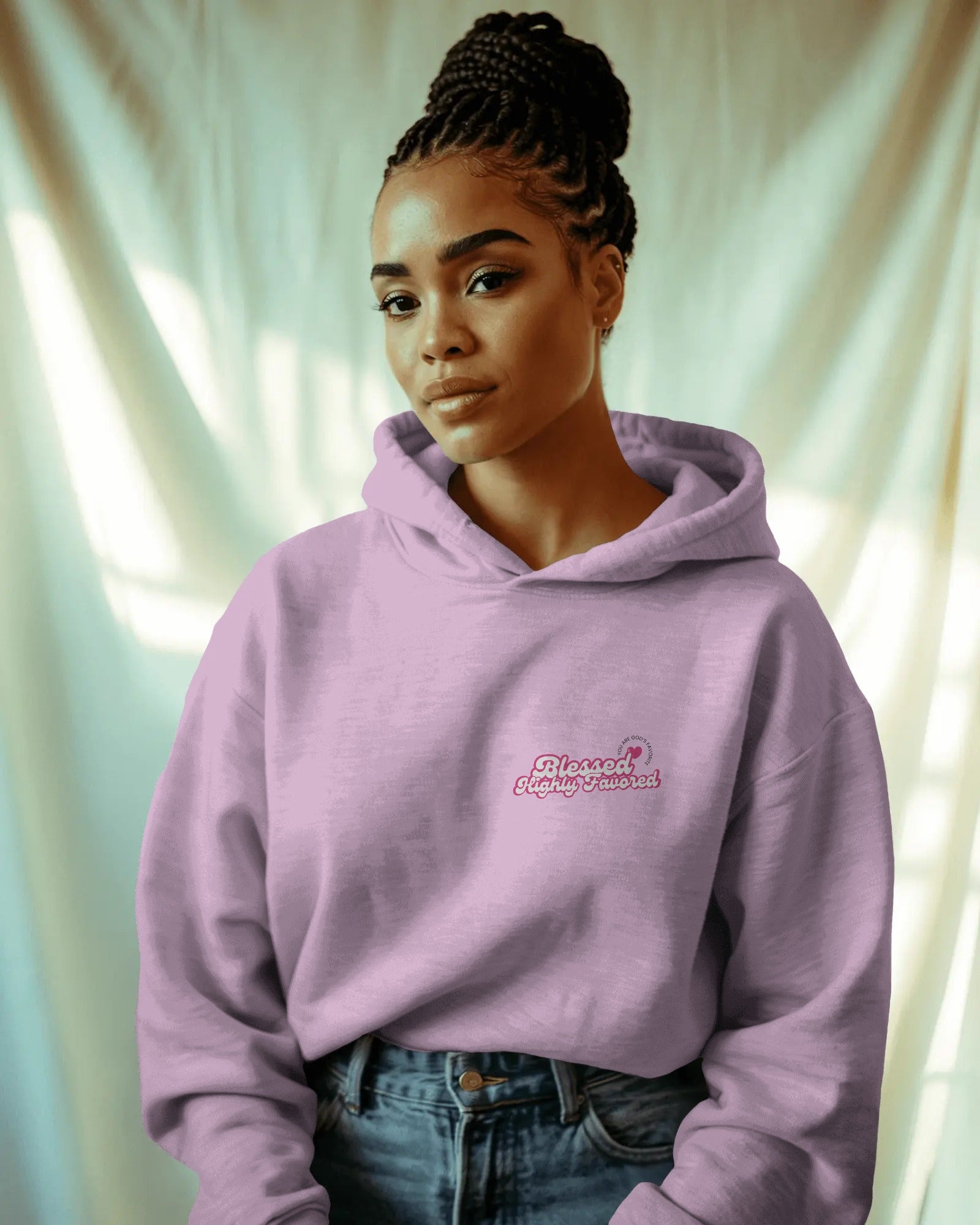 “Blessed & Highly Favored” Hoodie - Pink