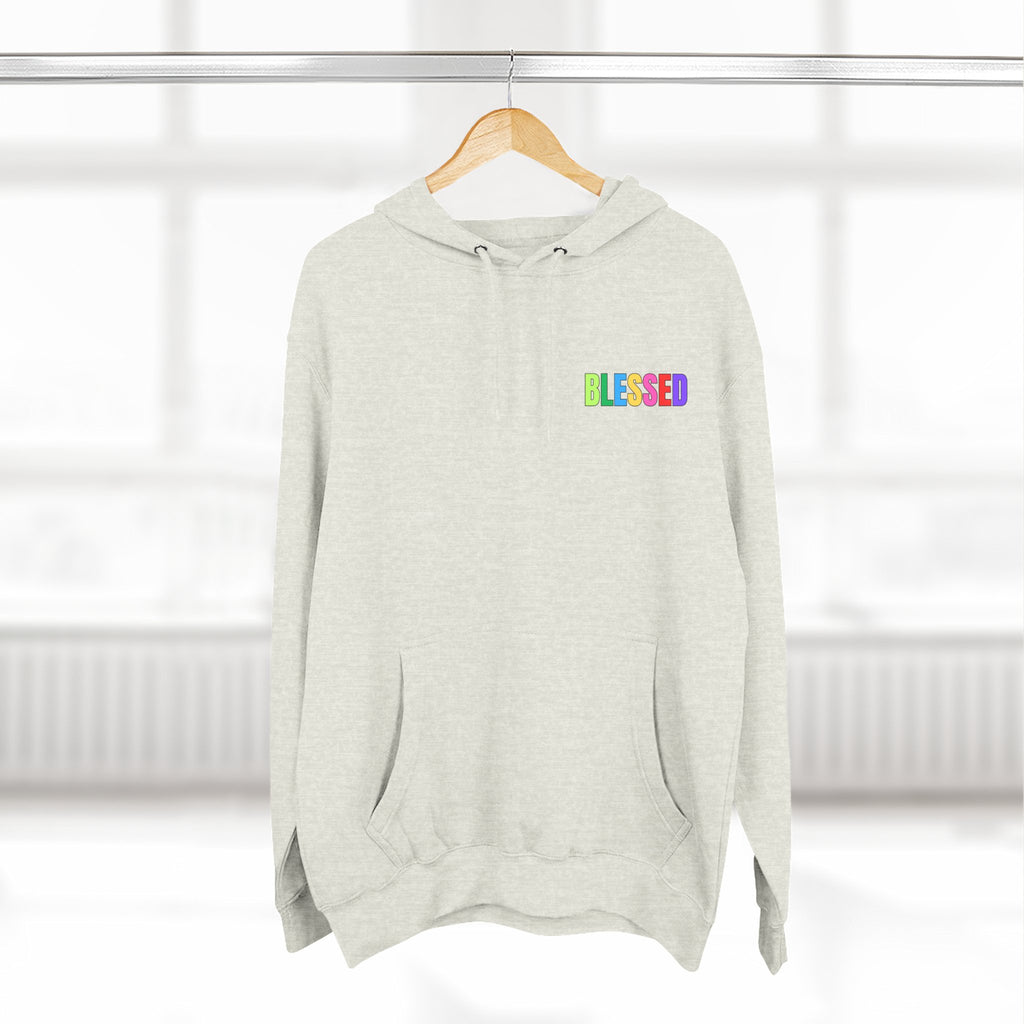 'Blessed' Three-Panel Fleece Hoodie - Oatmeal